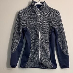 Columbia Navy and White Zip-Up Jacket cinched waist flattering outerwear Small